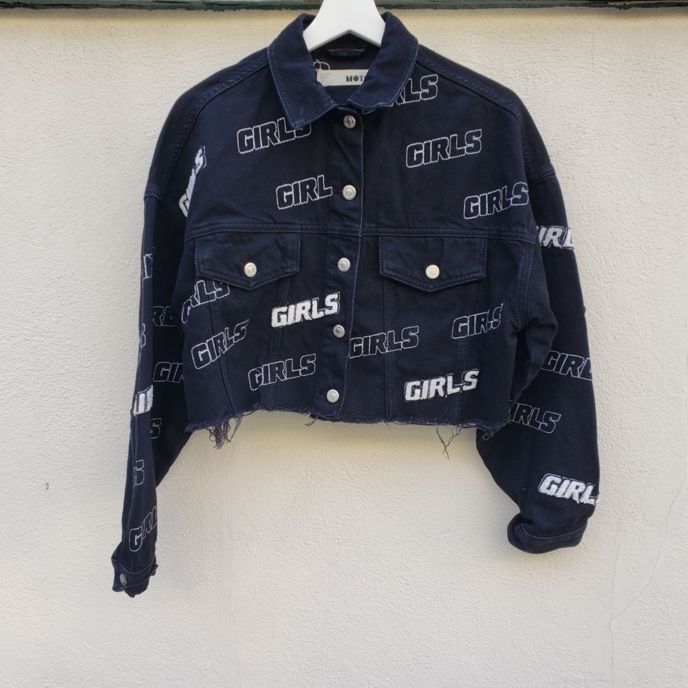 HTF Top Shop Girls "Hacked" Black Denim Jacket | 2 - Picture 5 of 11